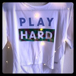 A “Play Hard” Girls Kids Large.